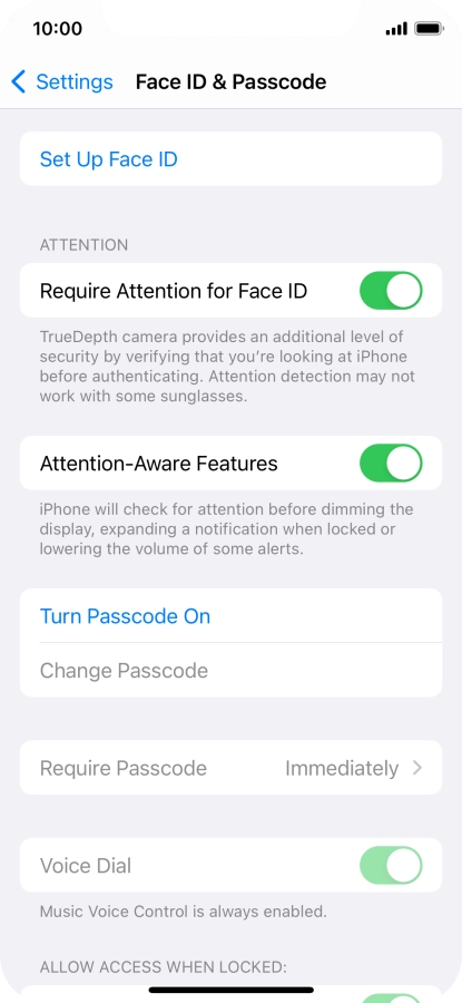 Press Turn Passcode On and key in a phone lock code of your own choice twice.