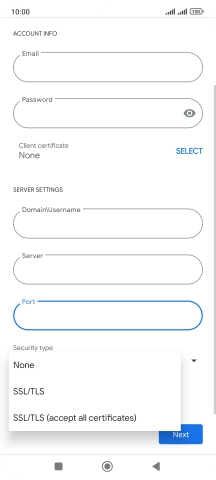 Press the required setting.