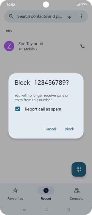 To report the number as spam, press the field next to To report the number as spam, press the field next to