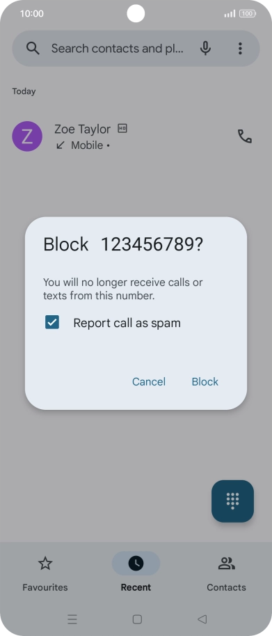 To report the number as spam, press the field next to To report the number as spam, press the field next to