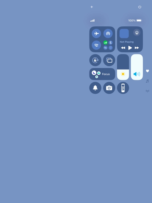 Slide your finger up or down on the screen to select the required Control Centre page.