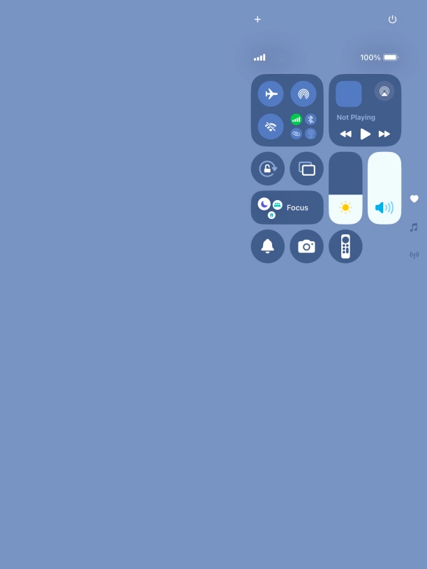 Slide your finger up or down on the screen to select the required Control Centre page.