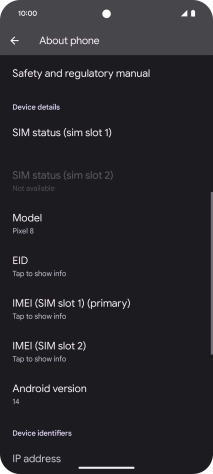 Your phone's software version is displayed below Android version.