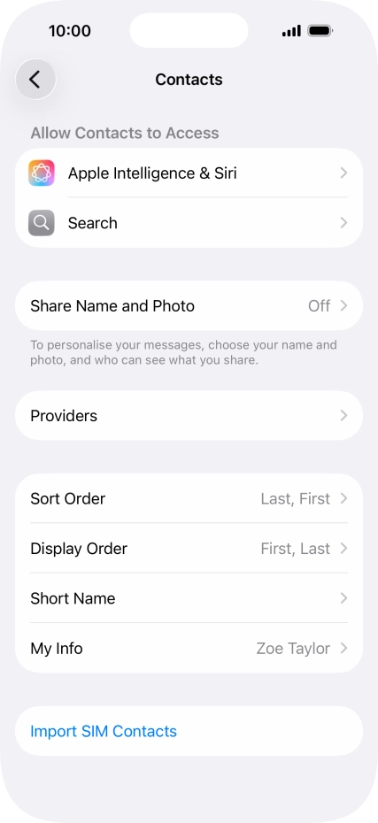 Press Import SIM Contacts.