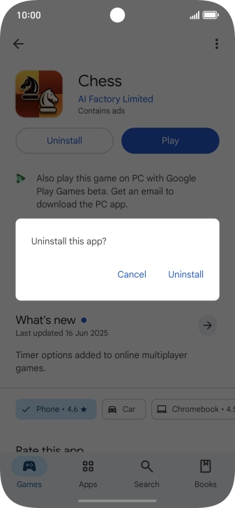 Press Uninstall.