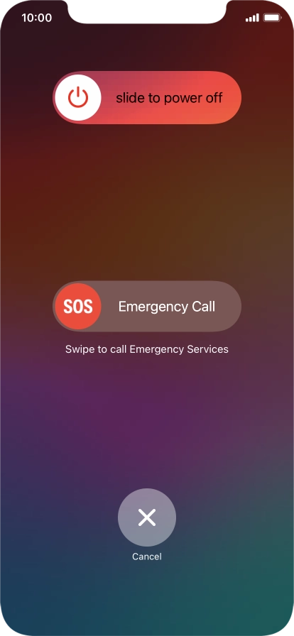 Press and drag the power off icon right. Press and drag the power off icon right.