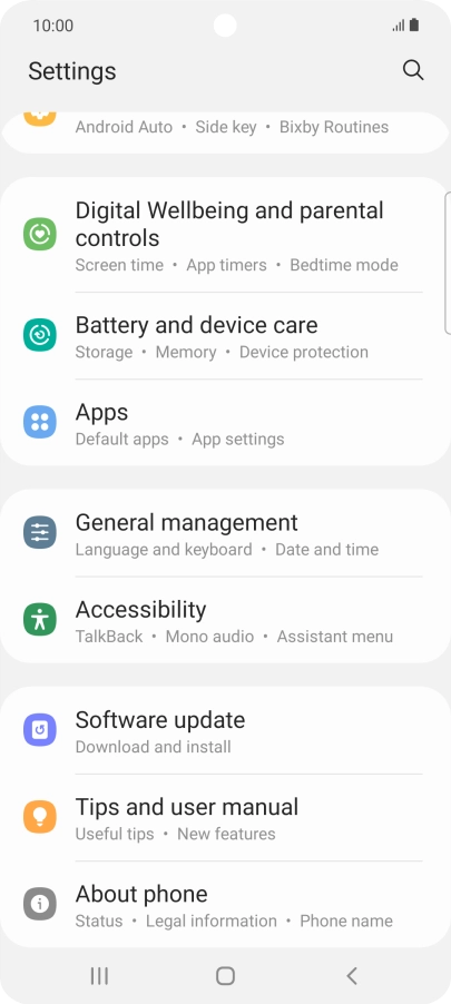 Press Battery and device care.