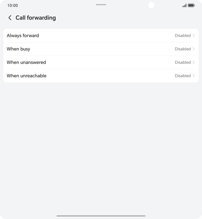 Press the required divert type. Press the required divert type.