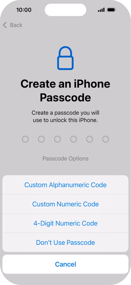 Follow the instructions on the screen to turn on use of phone lock code or press Don't Use Passcode. Follow the instructions on the screen to turn on use of phone lock code or press Don't Use Passcode.