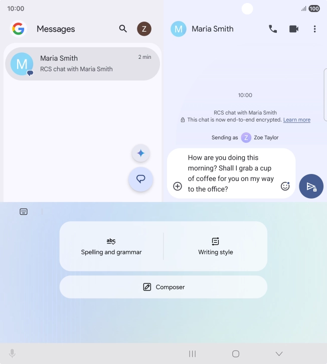 To change the writing style of your text, press Writing style and follow the instructions on the screen to use the function.