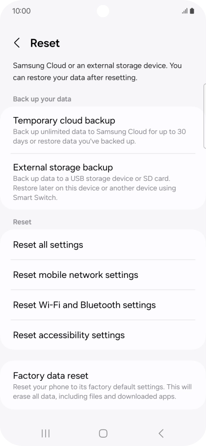 Press Factory data reset. Press Factory data reset.