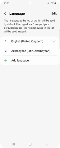 To subsequently select another language as the default language, press the required language. To subsequently select another language as the default language, press the required language.