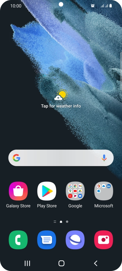 The alarm icon shows that the alarm is set.