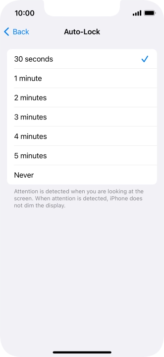 Press the required setting.