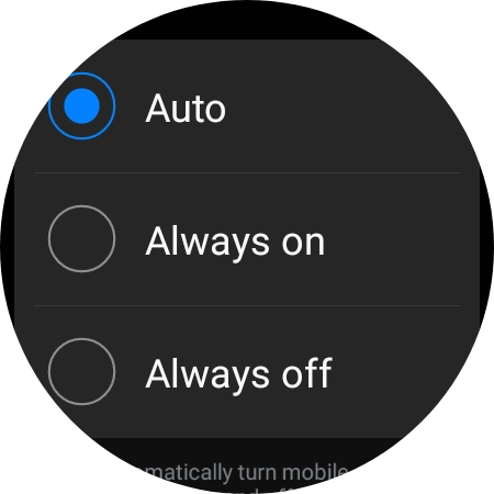 Press the required setting for mobile data usage. Press the required setting for mobile data usage.
