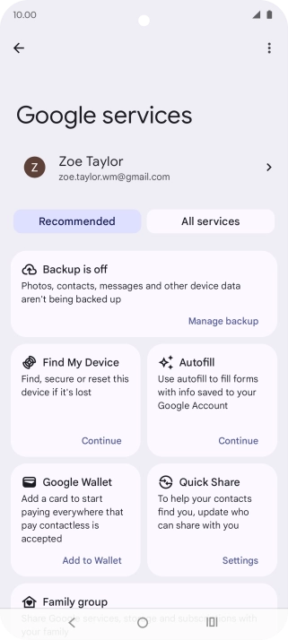 Press Manage backup. Press Manage backup.