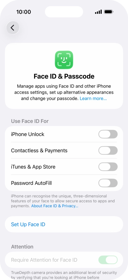 Press Set Up Face ID. Press Set Up Face ID.