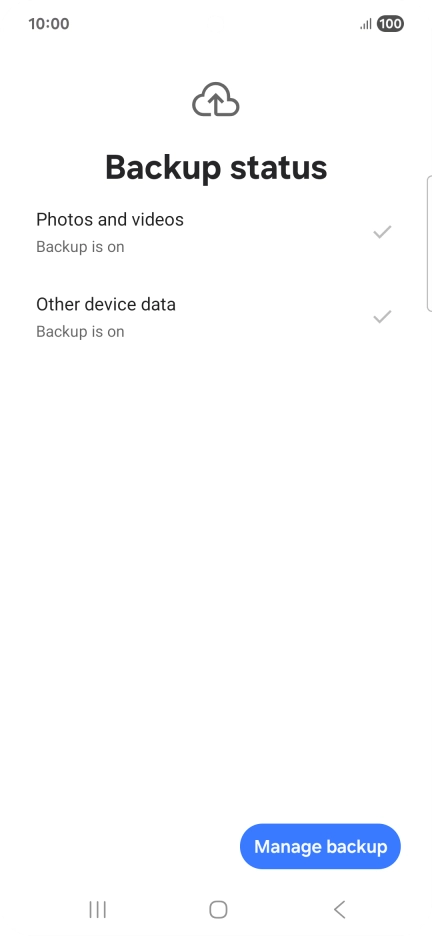 Press Manage backup. Press Manage backup.