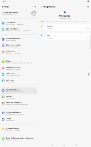The app activity for the selected app is displayed. The app activity for the selected app is displayed.