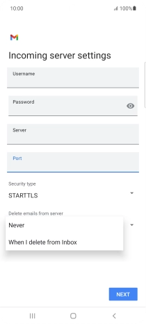 Press Never to keep email messages on the server when you delete them on your phone. Press Never to keep email messages on the server when you delete them on your phone.