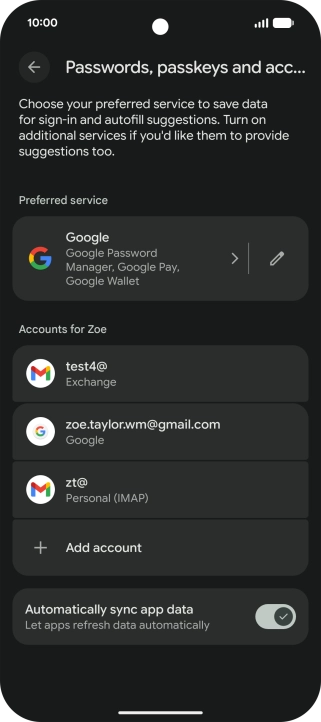 Press the required email account.