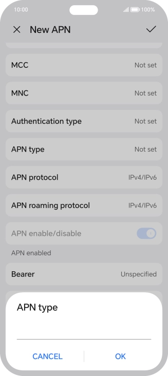 Key in default and press OK.