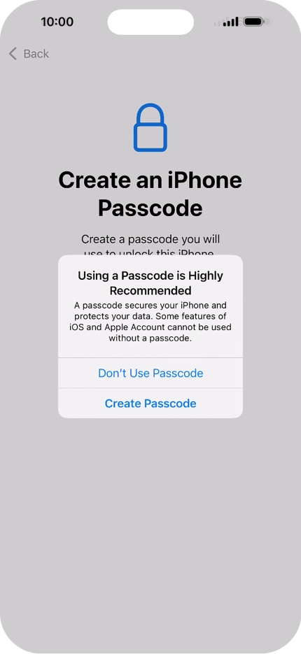 If you turn off the function, press Don't Use Passcode. If you turn off the function, press Don't Use Passcode.