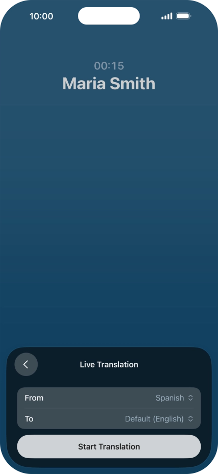 Press Start Translation to use Live Translation during your call. Press Start Translation to use Live Translation during your call.