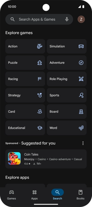 Press the search field. Press the search field.