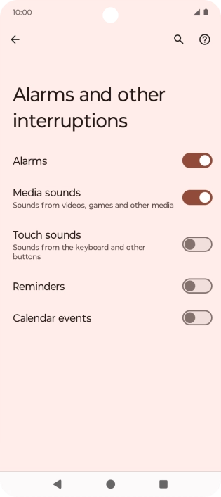 Press the indicators next to the required settings to turn sound for the selected functions on or off. Press the indicators next to the required settings to turn sound for the selected functions on or off.