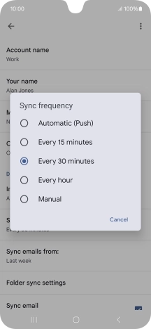 Press the required setting.