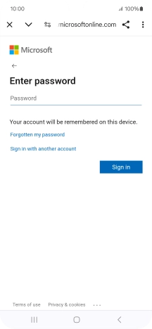 Press Password and key in the password for your email account.