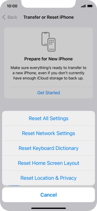 Press Reset All Settings. Press Reset All Settings.