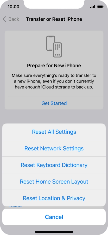 Press Reset All Settings. Press Reset All Settings.