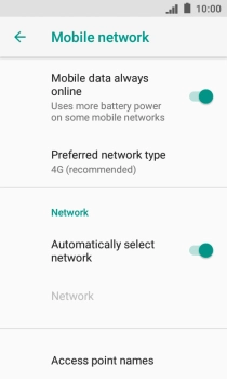 Press Preferred network type. Press Preferred network type.
