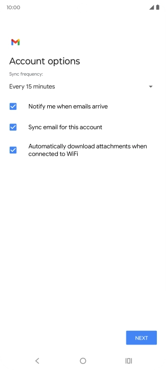 If this screen is displayed, you email account has been recognised and set up automatically. Follow the instructions on the screen to key in more information and finish setting up your phone.