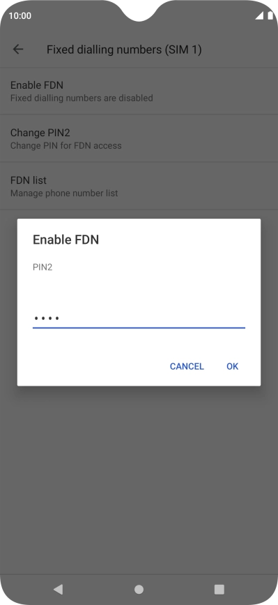 Key in your PIN2 and press OK. The default PIN2 is 1111.