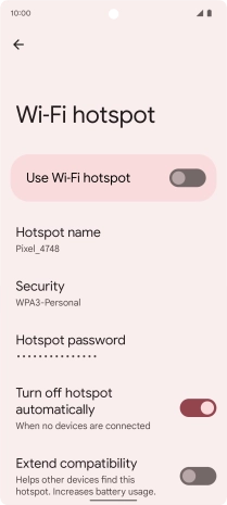 Press Hotspot password and key in the required password. Press Hotspot password and key in the required password.