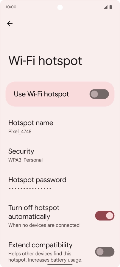 Press Hotspot password and key in the required password. Press Hotspot password and key in the required password.