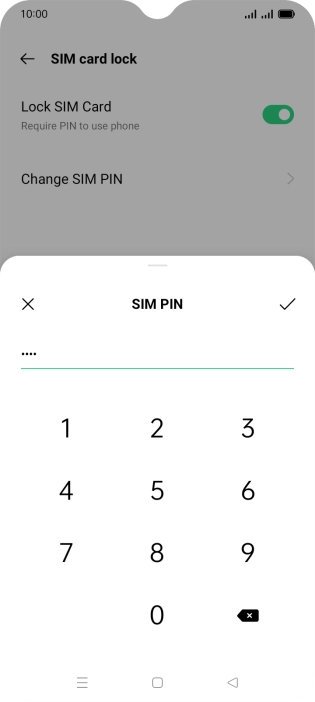 Key in a new four-digit PIN and press the confirm icon.