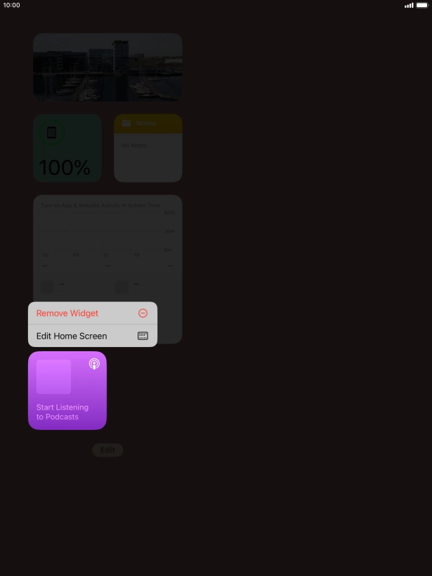 Press the required widget.