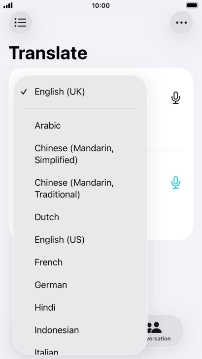 Press the required source language. Press the required source language.