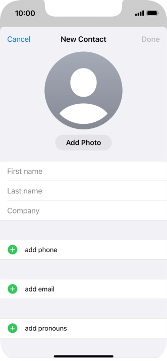 Press First name and key in the first name. Press First name and key in the first name.