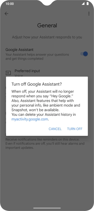 If you turn off the function, press TURN OFF.