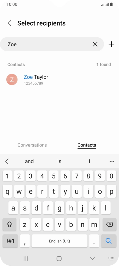 Press the required contact. Press the required contact.