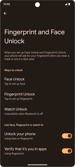 Press Fingerprint Unlock. Press Fingerprint Unlock.