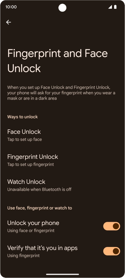 Press Fingerprint Unlock. Press Fingerprint Unlock.