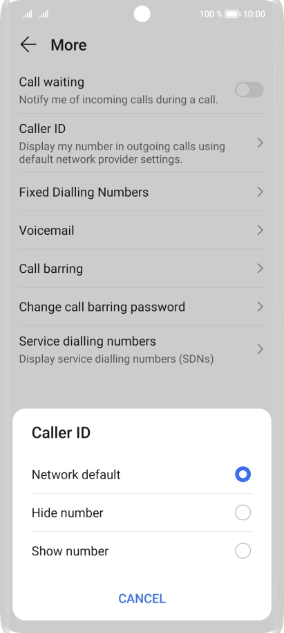 Press Show number to turn on caller identification.