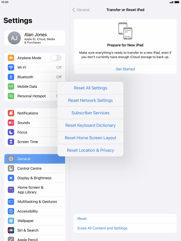 Press Reset All Settings.