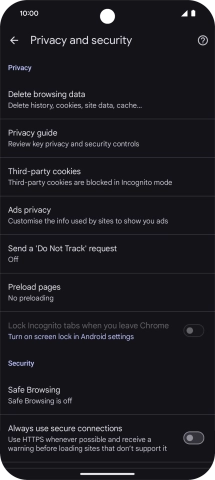 Press Delete browsing data. Press Delete browsing data.